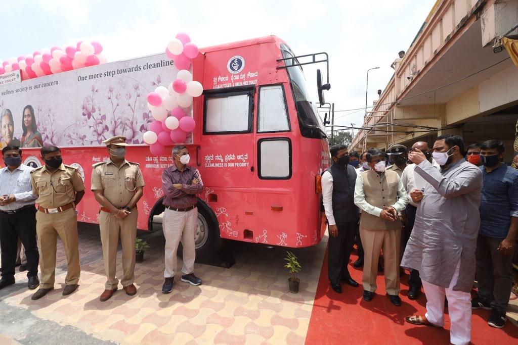 Scrapped bus converted into ladies' toilet