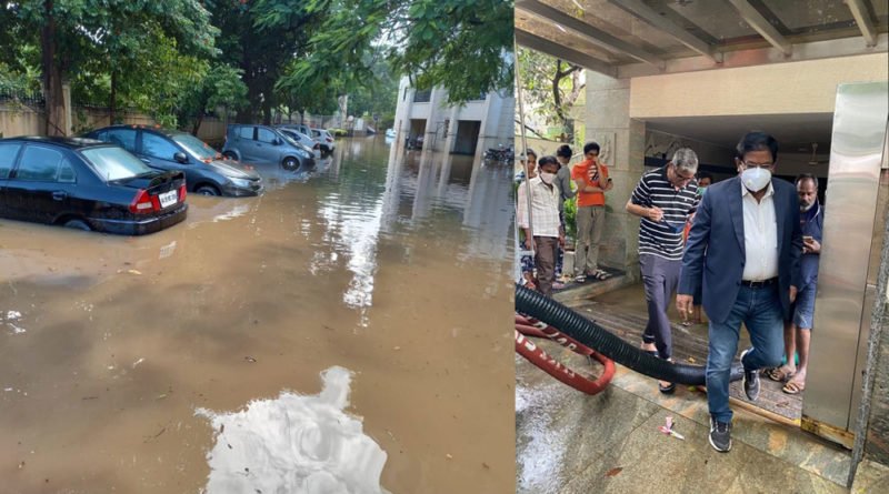 BBMP commissioner N Manjunatha Prasad inspecting rain affected areas