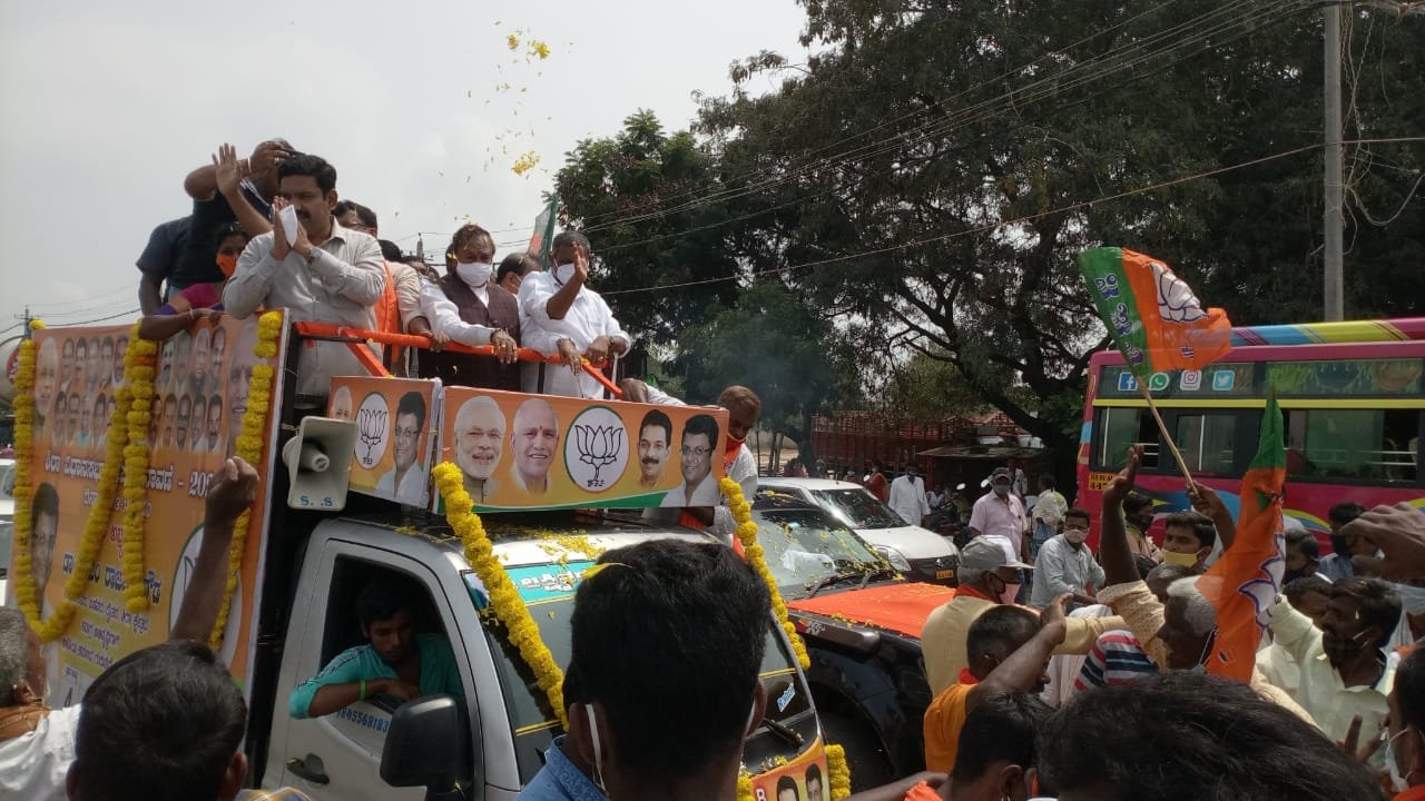 BJP fancies its chances in Sira by-polls CM's son BY Vijayendra canvassing personally for party candidate Rajesh Gowda A BJP win will be its first in Sira since Independence