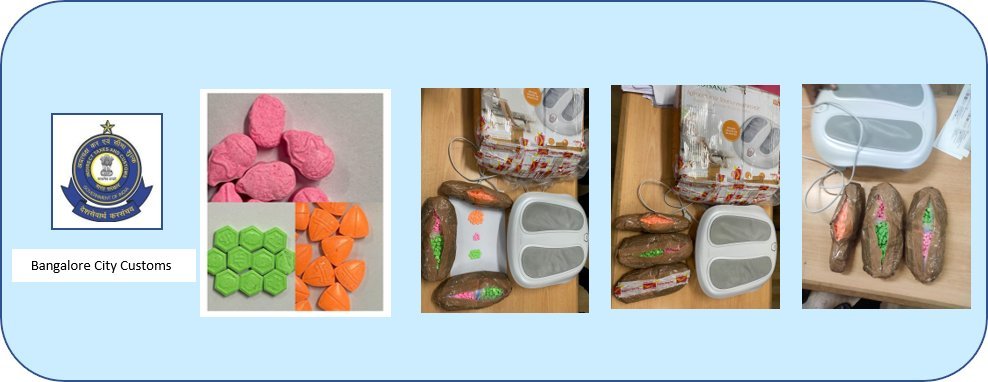 Customs seize 2 kg of MDMA worth about Rs 1.20 cr stuffed in 'Foot Massage Machine' 1 Customs seize 2 kg of MDMA worth about Rs 1.20 cr stuffed in 'Foot Massage Machine'