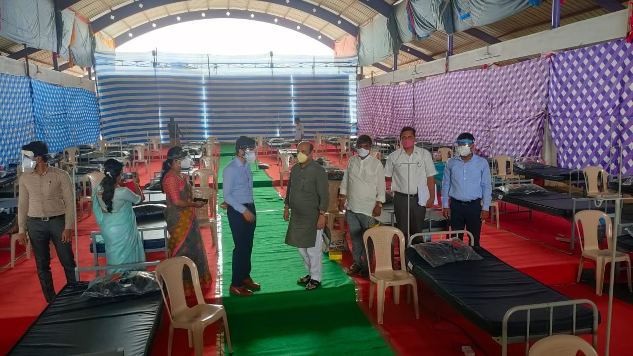 Karnataka Home Minister Basavaraj Bommai turns house premises into Covid Care Centre 1 Home Minister Basavaraja Bommai's Home Premises is now 50 bed Covid care center1