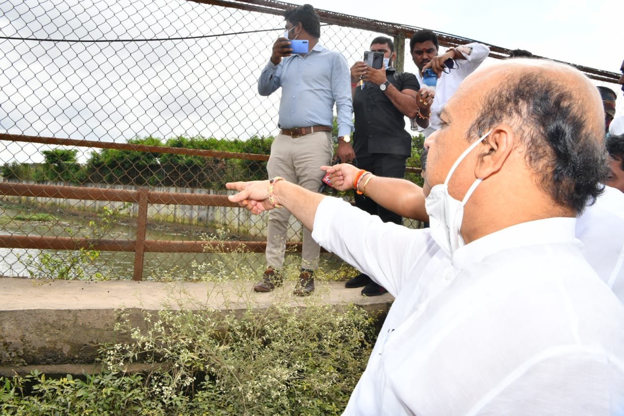 Bommai faults railway bund for flooding in Bengaluru’s Horamavu 1 Bommai near Storm Water Drain in Bangalroe