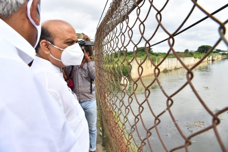 Karnataka CM to monitor drinking water, Covid-related work in Bengaluru 5 Bommai near Storm Water Drain in Bangalroe2