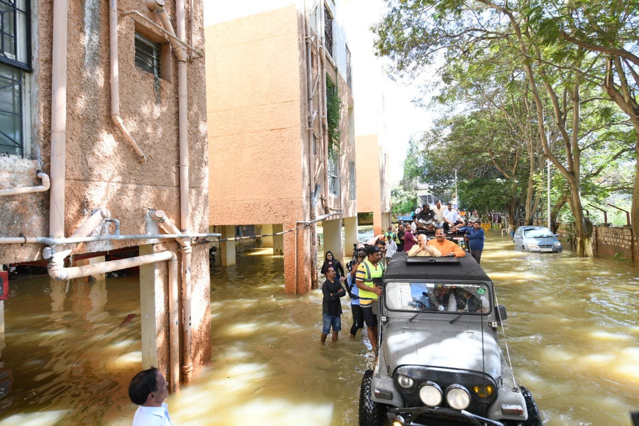 Compensation soon for rain-affected: CM Bommai 1 Compensation soon for rain affected CM Bommai visit Kendriya Vihar Apartment1
