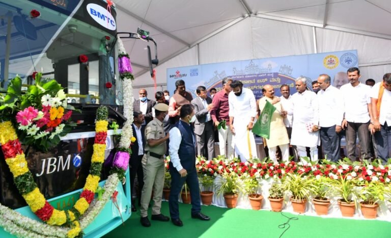 Karnataka Chief Minister Basavaraj Bommai on Monday flagged off the state's first ever rollout of electric buses for public transportation.