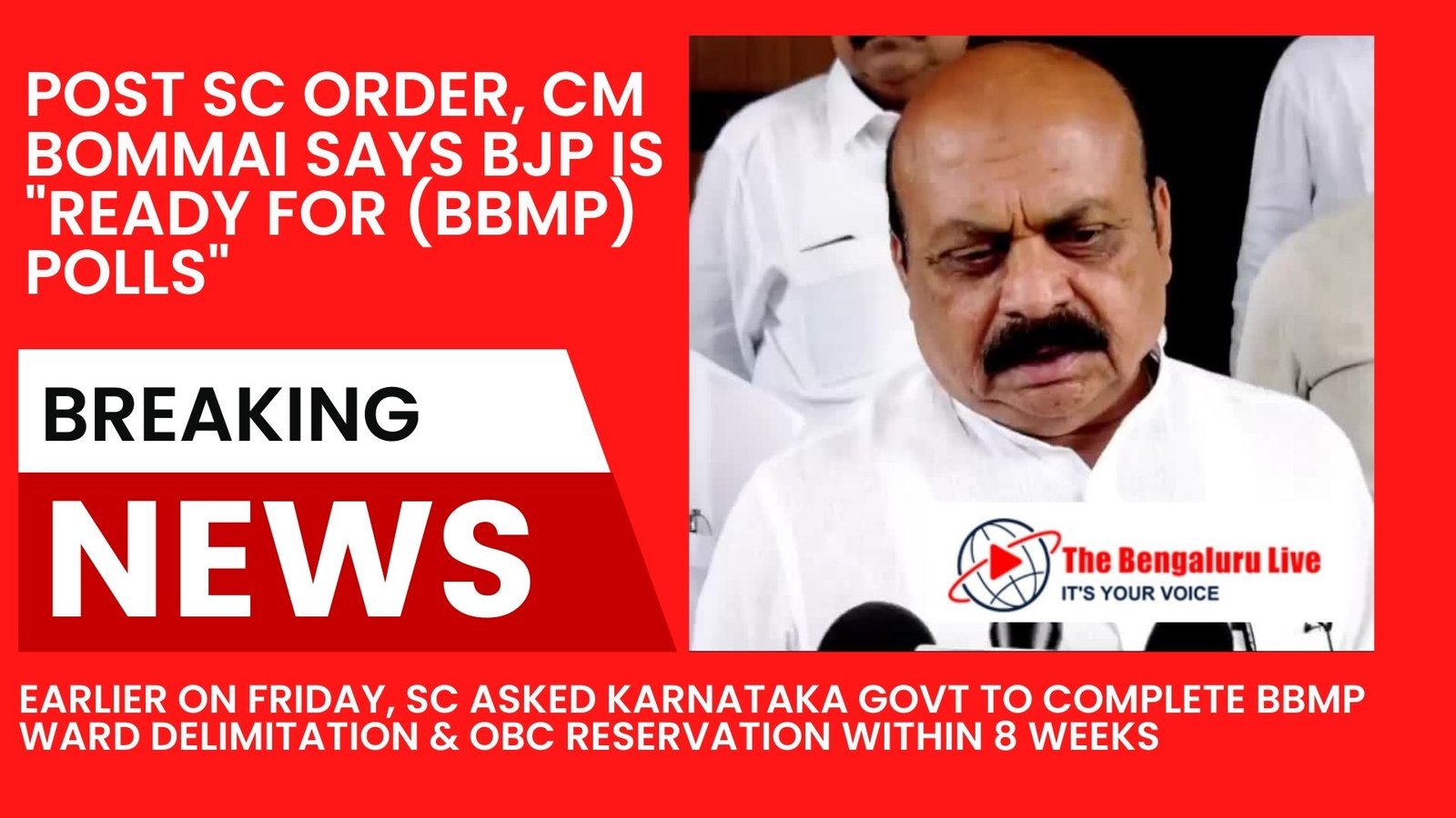 Post SC order, CM Bommai says BJP is "ready for (BBMP) polls"
