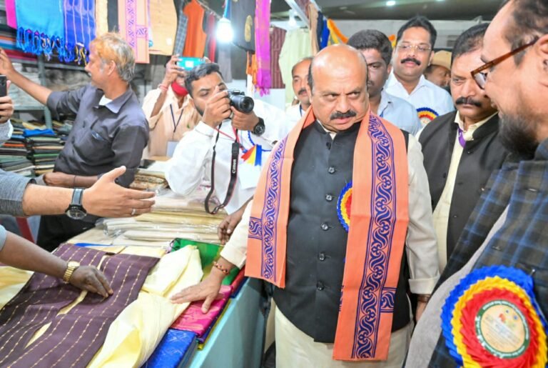 Karnataka Chief Minister Basavaraj Bommai inaugurated national-level Khadi and Gramodyog Exhibition here on Thursday.