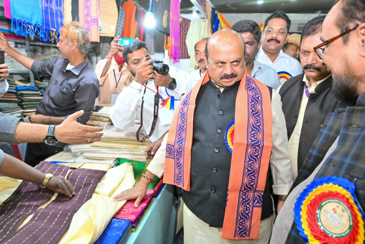 Karnataka Chief Minister Basavaraj Bommai inaugurated national-level Khadi and Gramodyog Exhibition here on Thursday.