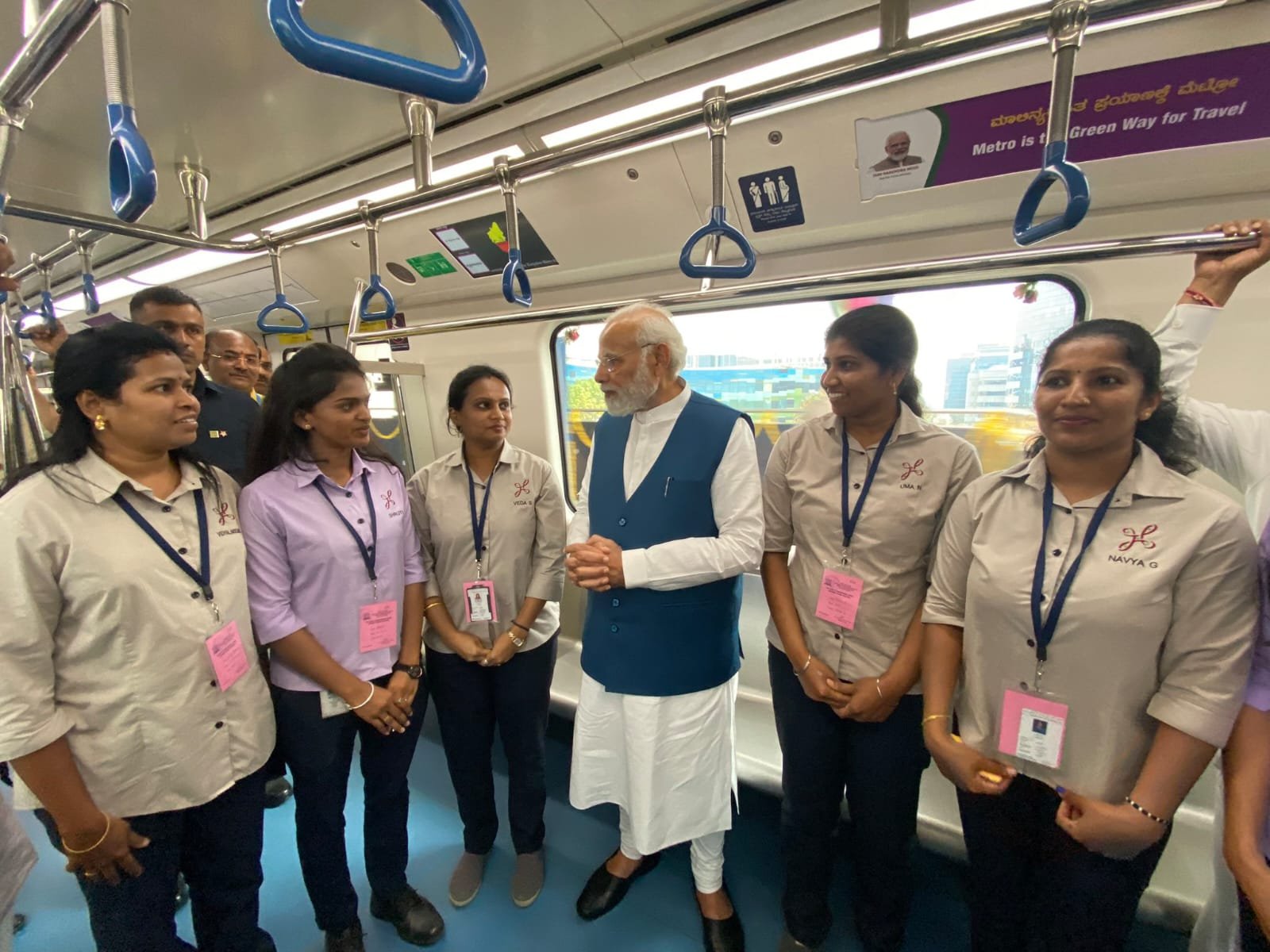 PM inaugurates new Metro line in Bengaluru, takes a ride with staff, workers
