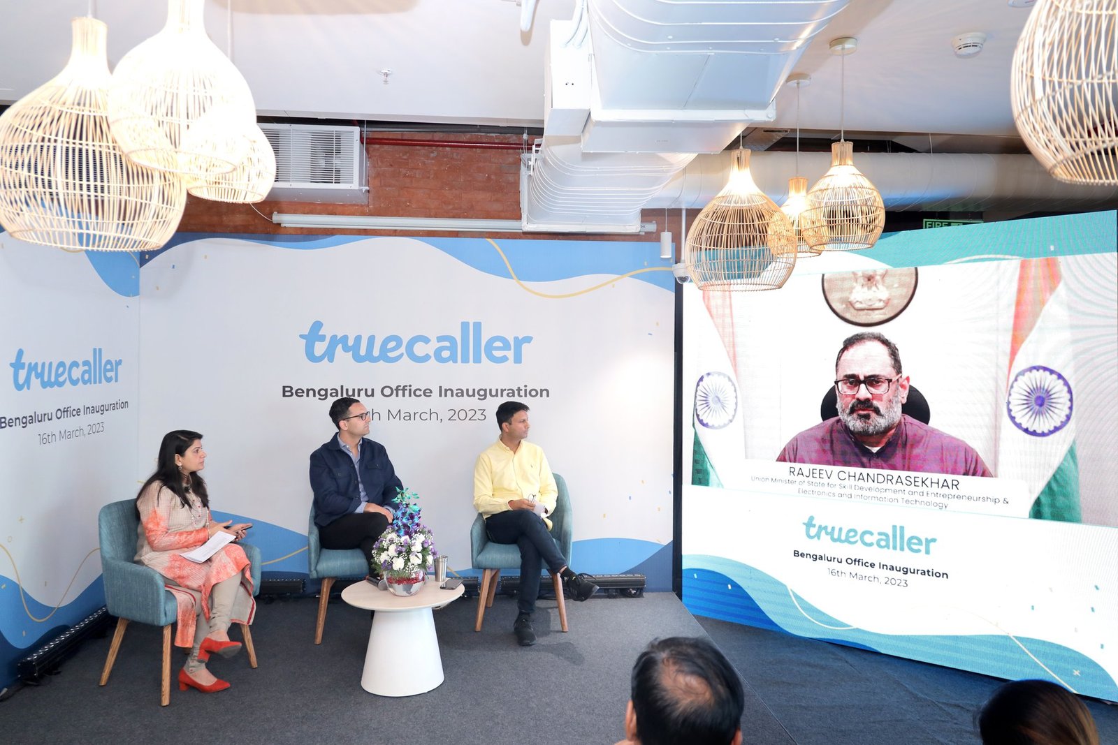 Union Minister of State for Skill Development and Entrepreneurship & Electronics and Information Technology, Rajeev Chandrasekhar inaugurated Truecaller's first exclusive India office in Bengaluru.