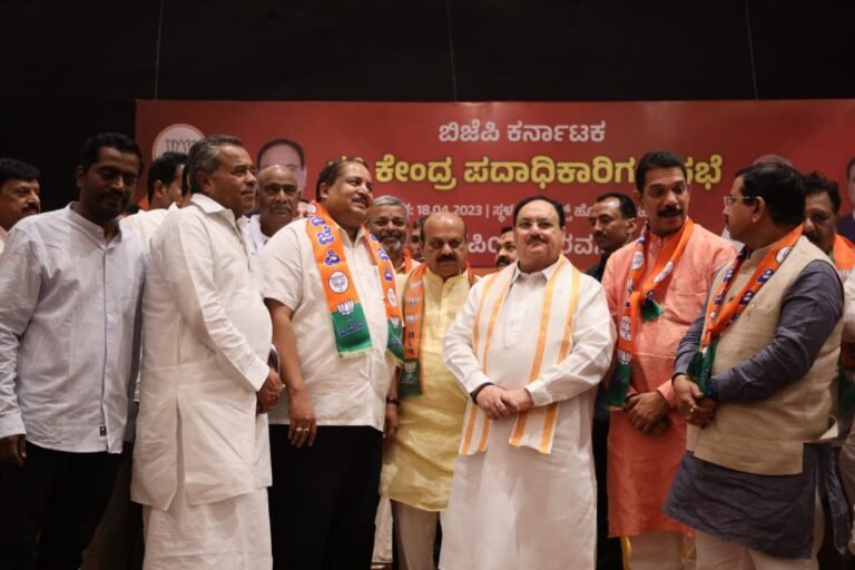 Former Congress MP B V Nayak (Raichur) has quit the party and joined BJP in the presence of BJP president JP Nadda.