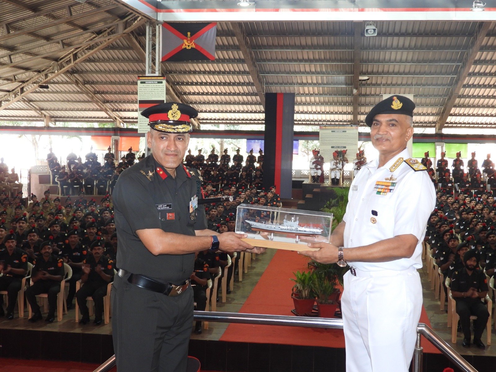 ADMIRAL R HARI KUMAR, CHIEF OF THE NAVAL STAFF VISITS MARATHA LIGHT INFANTRY REGIMANTAL CENTRE AT BELGAUM