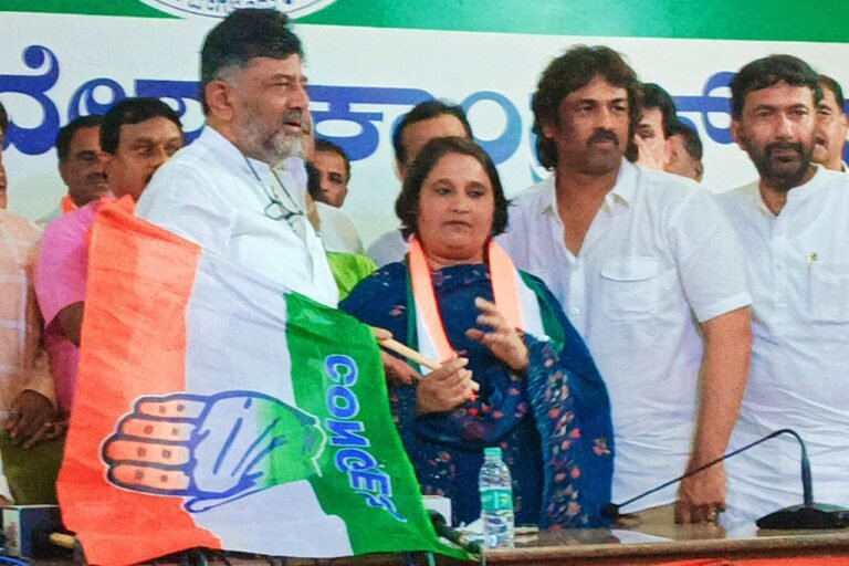 Kannada film star Shivarajkumar's wife Geetha joins Congress 6 Kannada film star Shivarajkumar's wife Geetha joins Congress