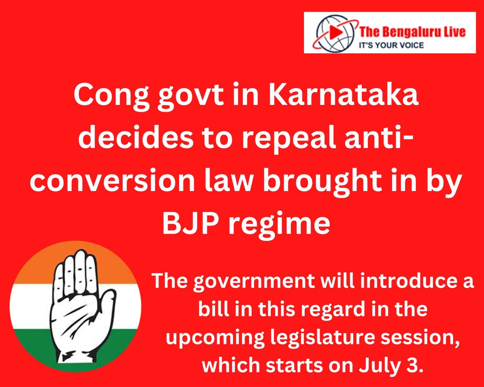 Cong govt in Karnataka decides to repeal anti-conversion law brought in by BJP regime