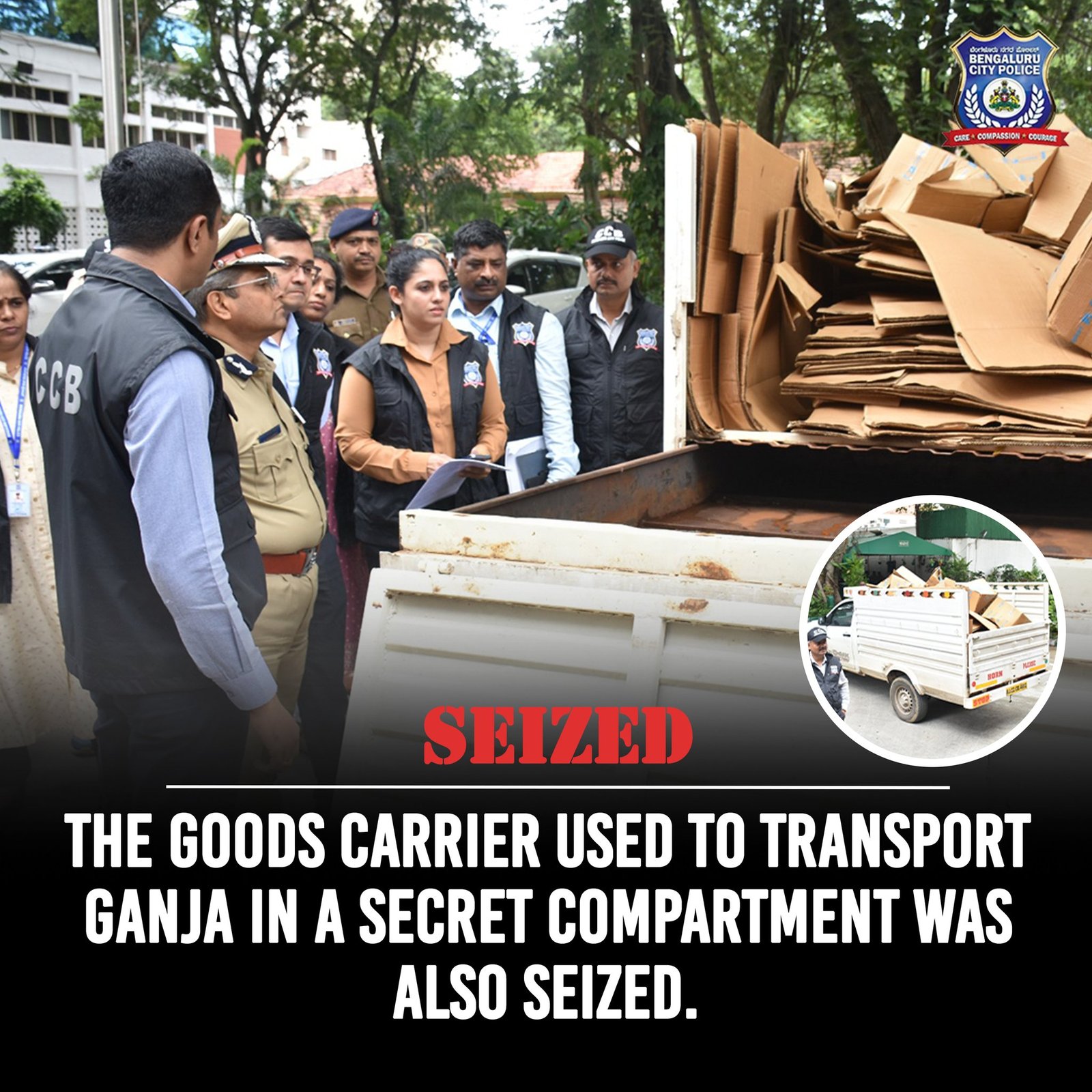 Bengaluru police seize 1,500 kg cannabis worth Rs 12 crore, arrest three