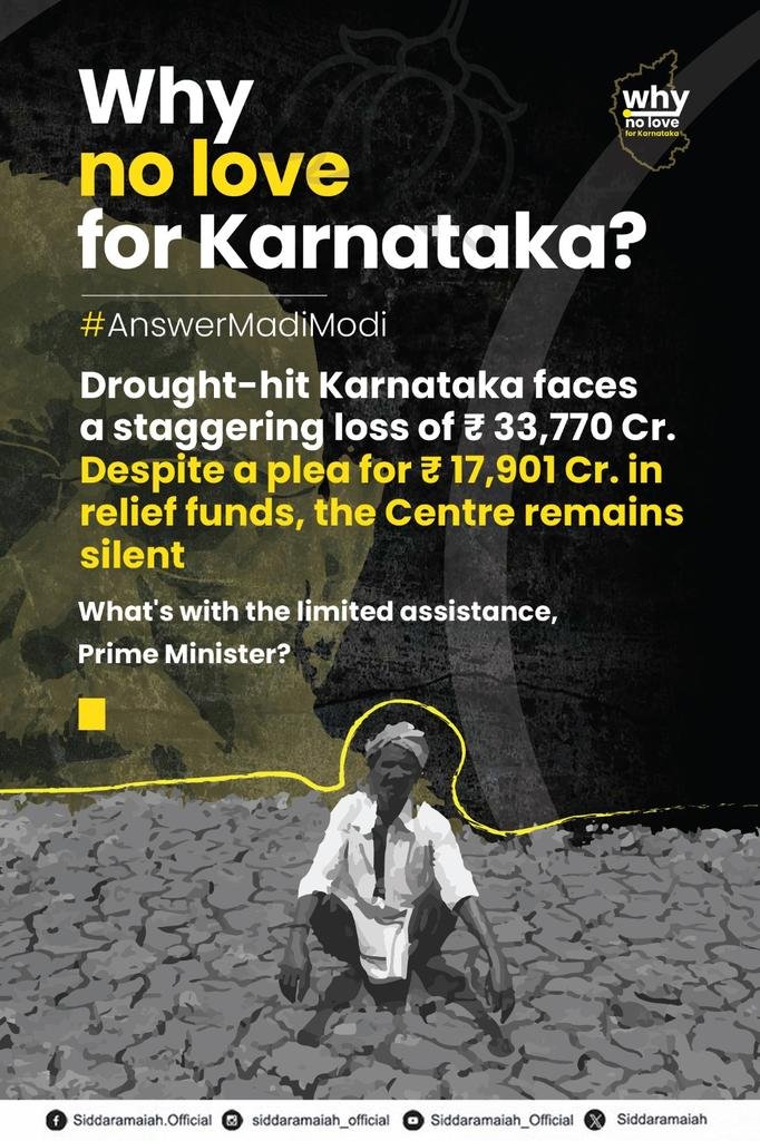 Karnataka CM Siddaramaiah alleges Centre’s indifference to state’s needs