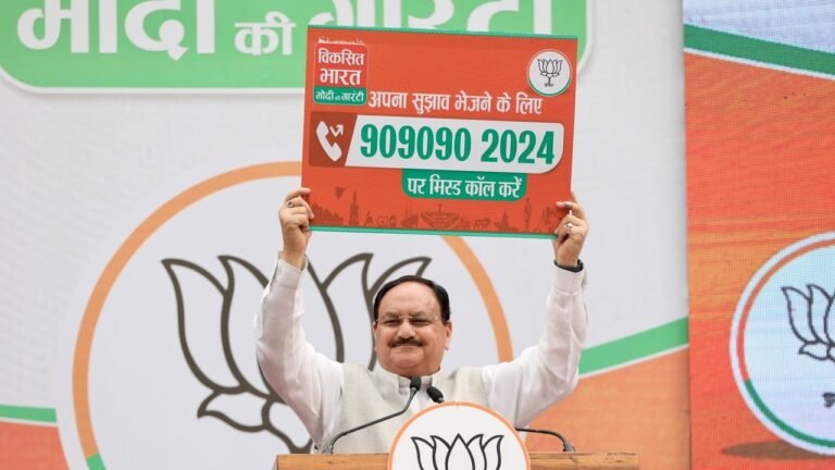 2024 LS polls: J P Nadda flags off video vans seeking people's suggestion for manifesto