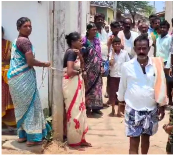 Brutal Assault: Woman Tied to Pole, Beaten in Karnataka Village