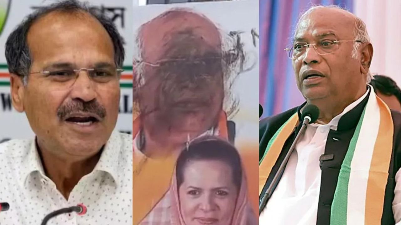 Kharge's posters defaced in front of Bengal Congress HQ after his snub at Adhir