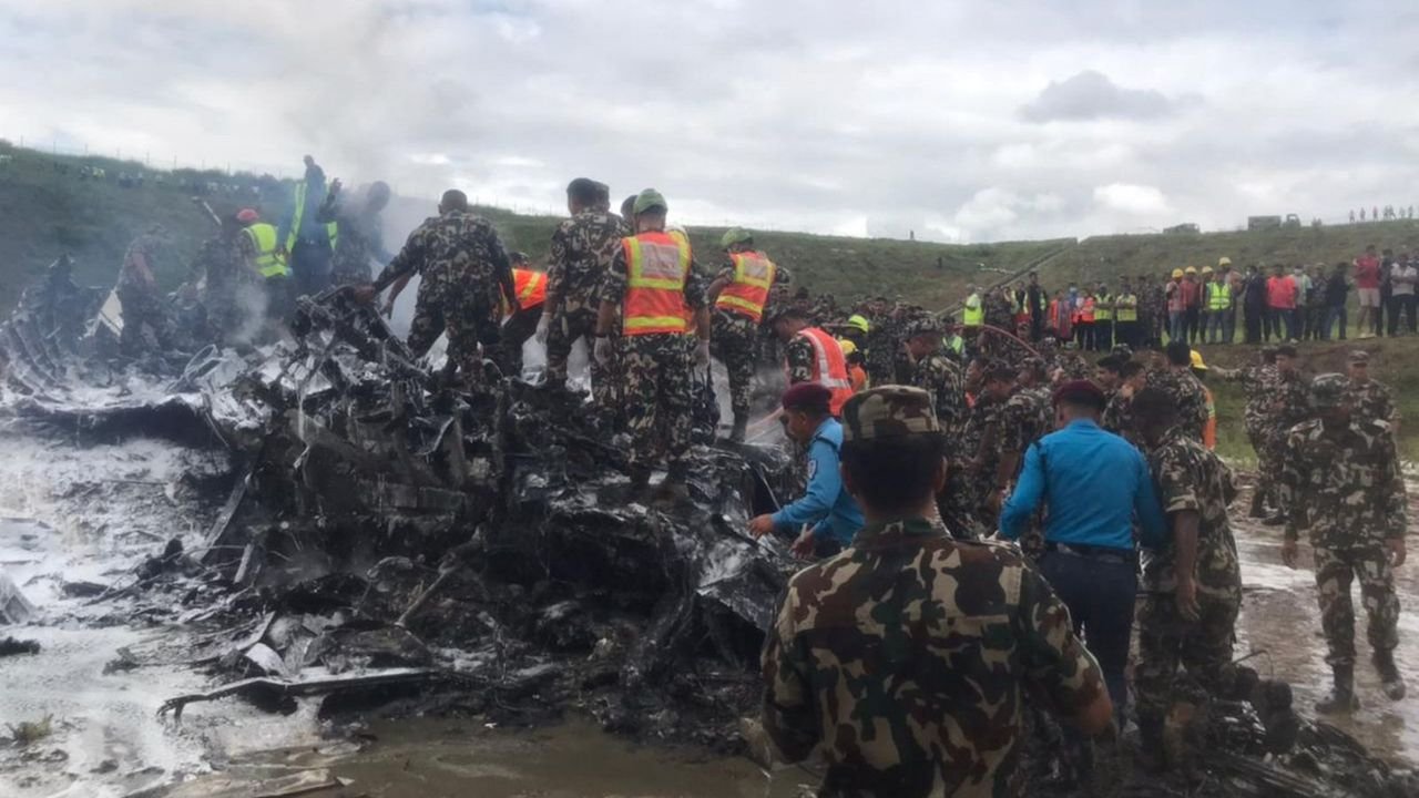 18 killed as plane crashes during takeoff at Kathmandu airport, pilot lone survivor