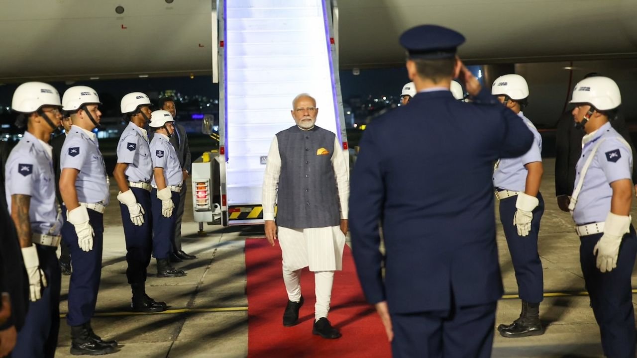 PM Modi arrives in Brazil to attend G20 Summit 1 PM Modi arrives in Brazil to attend G20 Summit