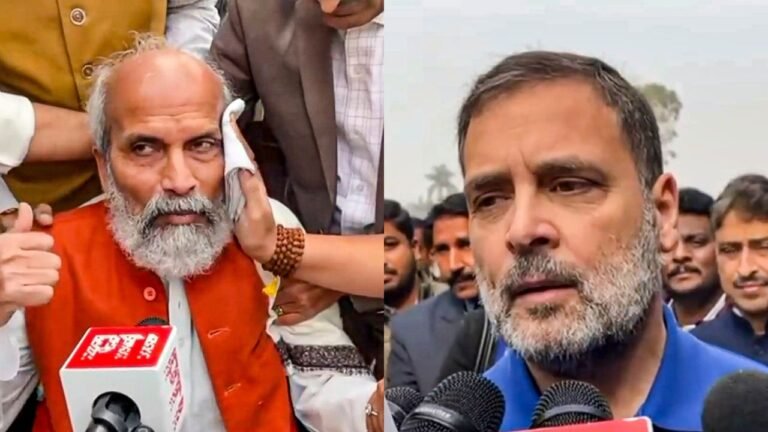 Opposition, BJP MPs jostle in Parliament premises; Rahul accused of pushing Sarangi