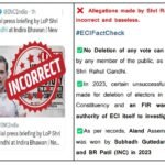 ECI Rejects Rahul Gandhi’s Vote Deletion Allegations in Aland, Calls Claims Baseless