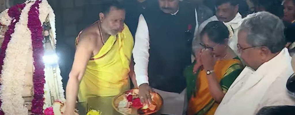 Banu Mushtaq Offers Prayers, Gets Emotional at Chamundi Temple as Mysuru Dasara Begins
