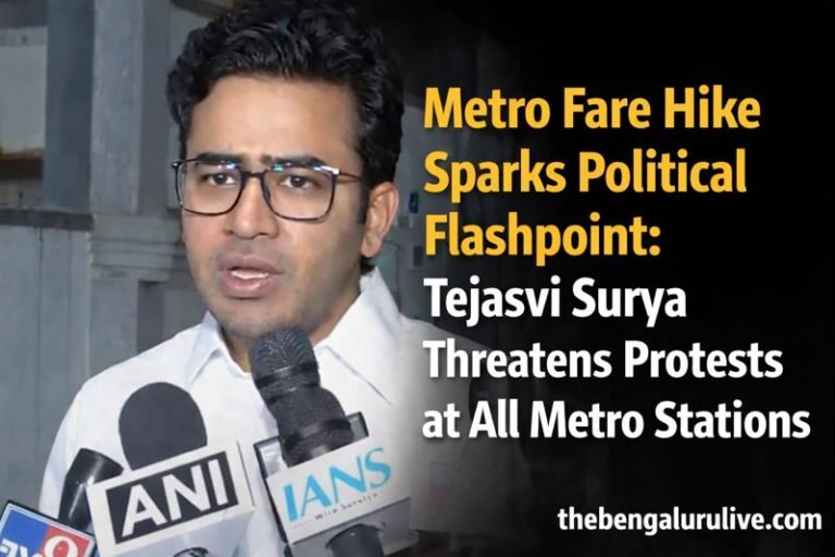Tejasvi Surya Opposes Proposed Bengaluru Metro Fare Hike, Warns of BJP Protests Across Stations