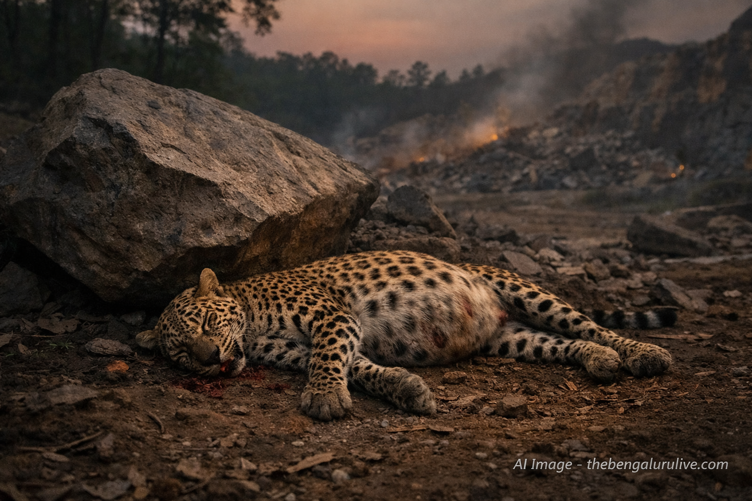 Pregnant Leopard Found Dead in Basavanatara Forest; Quarry Blast Suspected, FIR Registered